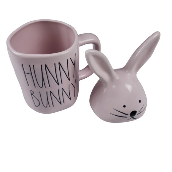 Rae Dunn Hunny Bunny Pink Easter Mug with Ears Topper Traditional LL Magenta - Picture 7 of 10